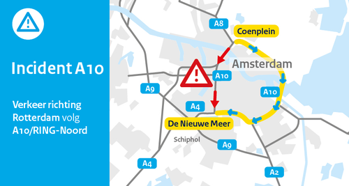 attribuut Wetland badminton A10 bij Amsterdam-Oud Zuid dicht door ongeval | Rijkswaterstaat  Verkeersinformatie