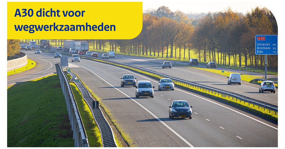 Groot onderhoud A30 tussen Barneveld en Lunteren