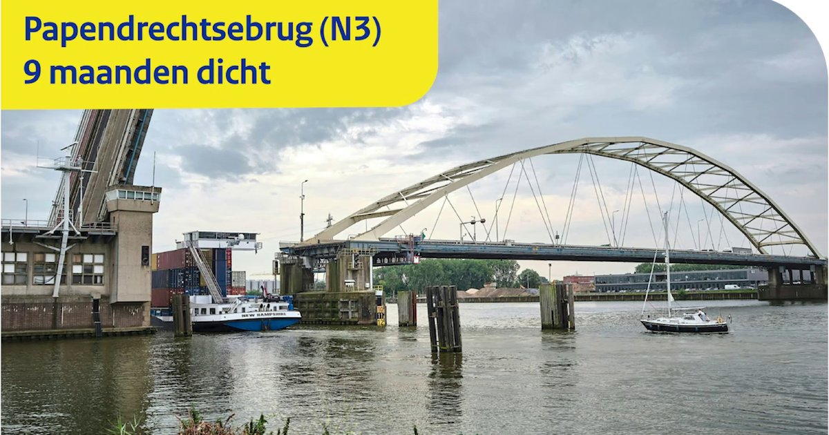 Papendrechtsebrug (N3) gaat 9 maanden dicht