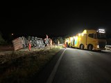 Vrachtwagen met slachtvee kantelt op A50 knooppunt Waterberg