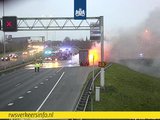 A15 dicht door vrachtwagenbrand bij Noordtunnel