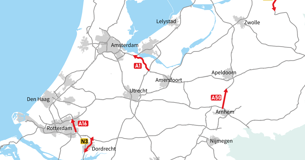 Hier voert Rijkswaterstaat dit weekend werkzaamheden uit